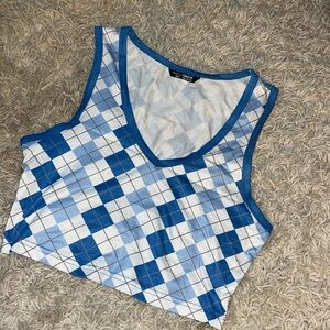 argyl print cropped tank top